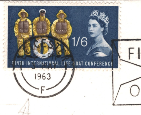 GB QEII FDC 1963 LIFEBOAT 1s/6d Leicester *ERROR* DATE Slogan FDI Machine XE184