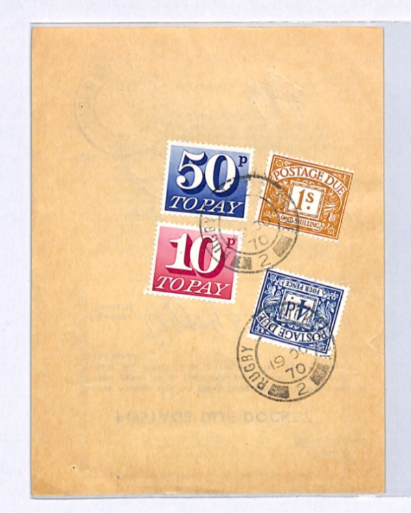 GB QEII POSTAGE DUES Docket *MIXED CURRENCY* 1970 Rugby Warwicks {samwells}XK37 - Image 3