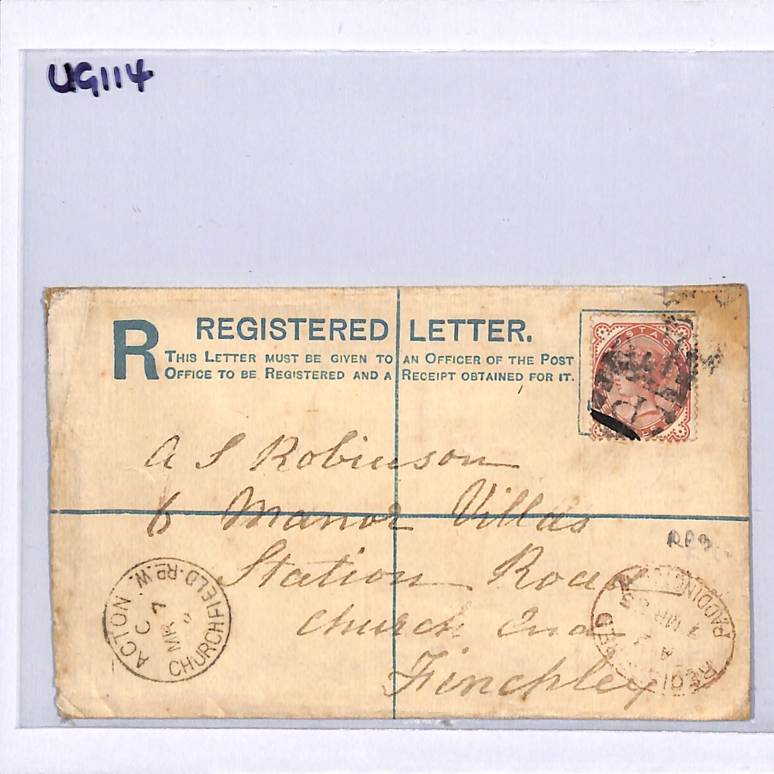 GB QV 1½d Cover Reg PADDINGTON Numeral 1883 Acton Churchfield SG.167 c£160 UG114 - Image 11