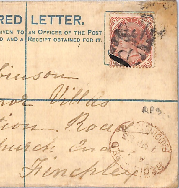 GB QV 1½d Cover Reg PADDINGTON Numeral 1883 Acton Churchfield SG.167 c£160 UG114 - Image 3