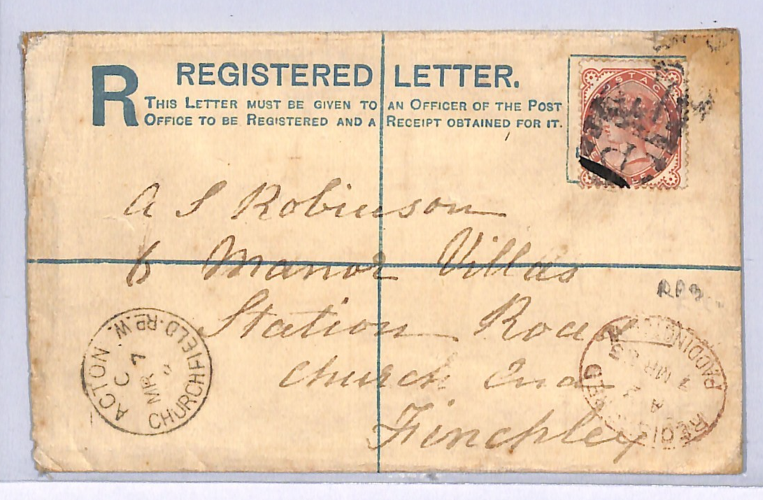 GB QV 1½d Cover Reg PADDINGTON Numeral 1883 Acton Churchfield SG.167 c£160 UG114 - Image 4
