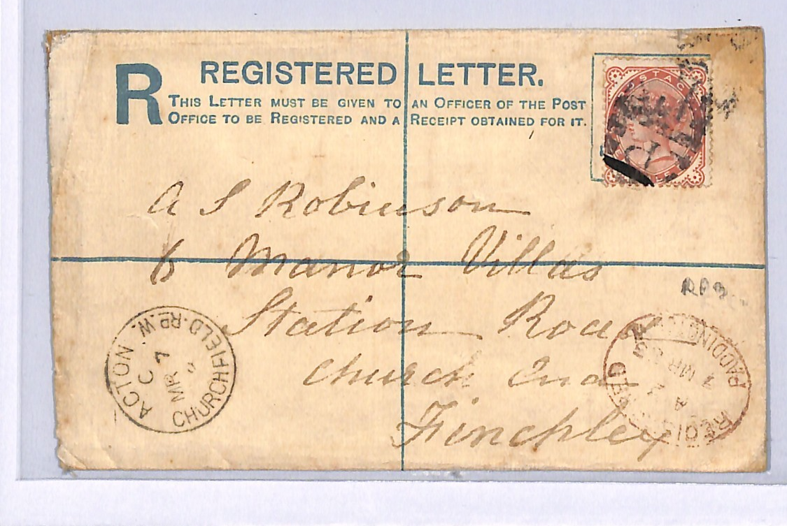 GB QV 1½d Cover Reg PADDINGTON Numeral 1883 Acton Churchfield SG.167 c£160 UG114 - Image 9
