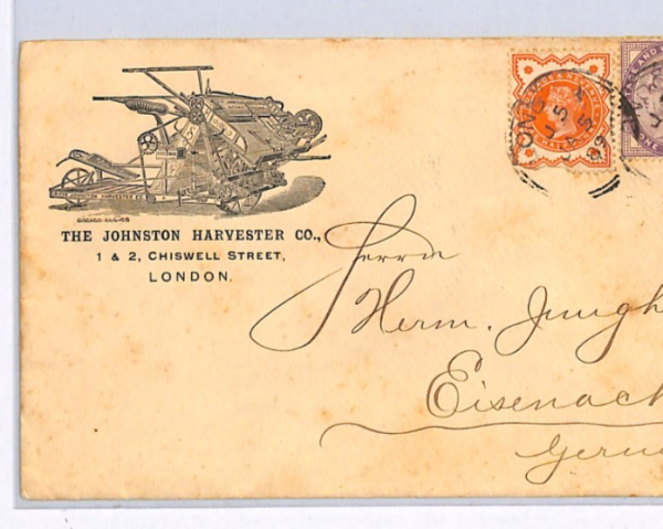 GB QV ADVERT Illustrated FARMING Cover *HARVESTER*1889 Machine AGRICULTURE XG139