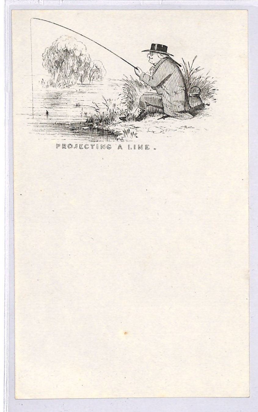 GB QV CARICATURE Letter Paper PROJECTING A LINE *Fishing* RAILWAY BOOM ERA WR74 - Image 2