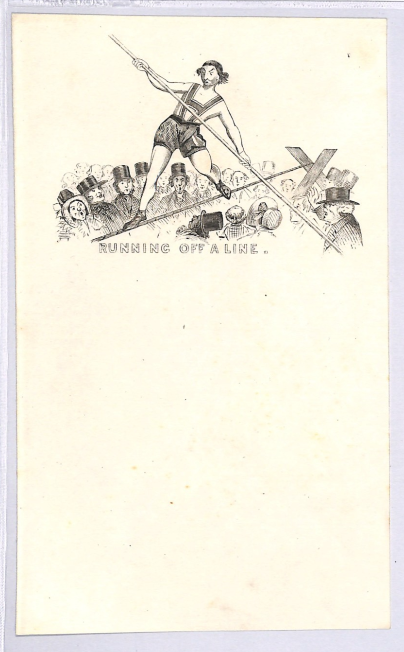 GB QV CARICATURE Letter Paper *RUNNING OFF A LINE* Tightrope BOOM ERA 1840s WR72 - Image 2
