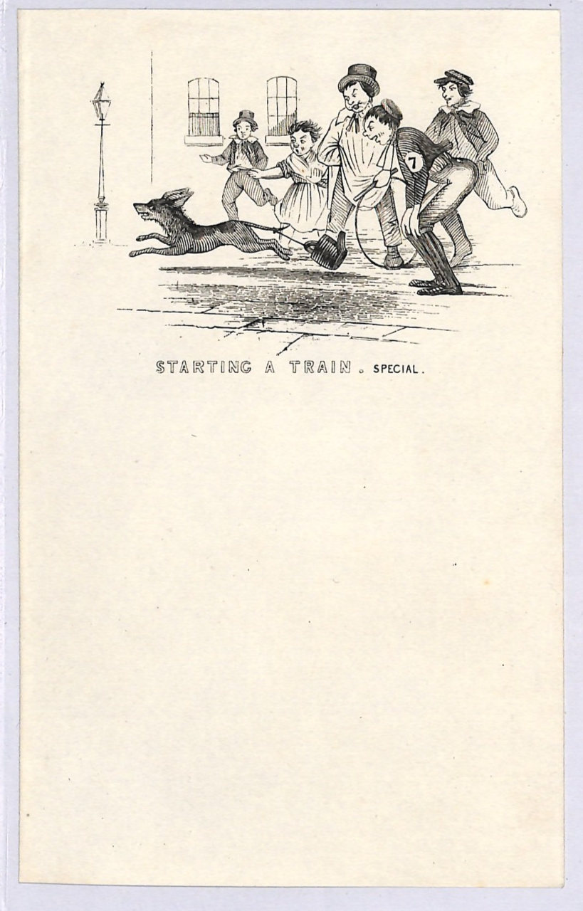 GB QV CARICATURE Letter Paper *STARTING A TRAIN* Dog RAILWAY BOOM ERA 1840s WR73 - Image 2
