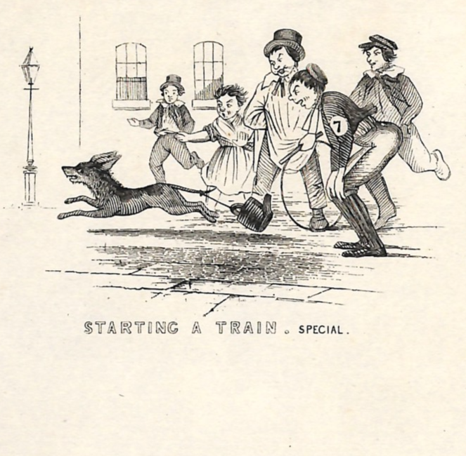 GB QV CARICATURE Letter Paper *STARTING A TRAIN* Dog RAILWAY BOOM ERA 1840s WR73