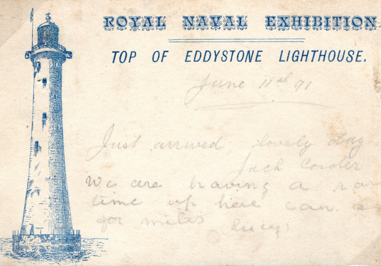 GB QV Card NAVAL EXHIBITION 1891 Blue *EDDYSTONE LIGHTHOUSE* Stationery MC118a - Image 6