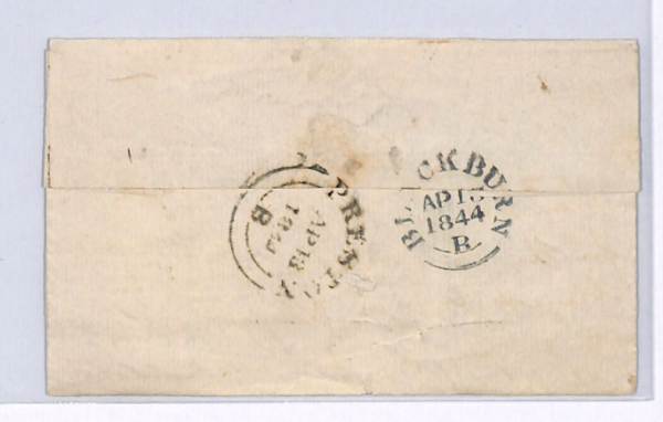 GB QV Cover  *ASYMMETRIC* MALTESE CROSS Blackburn MX 1844 Lancs Penny Red XG126 - Image 4
