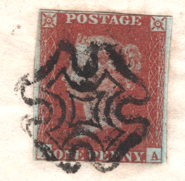 GB QV Cover  *ASYMMETRIC* MALTESE CROSS Blackburn MX 1844 Lancs Penny Red XG126