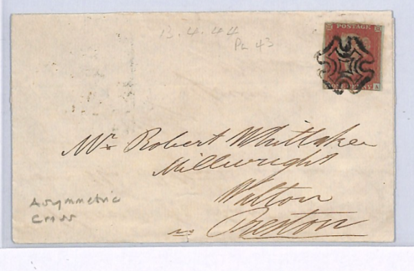 GB QV Cover  *ASYMMETRIC* MALTESE CROSS Blackburn MX 1844 Lancs Penny Red XG126 - Image 8