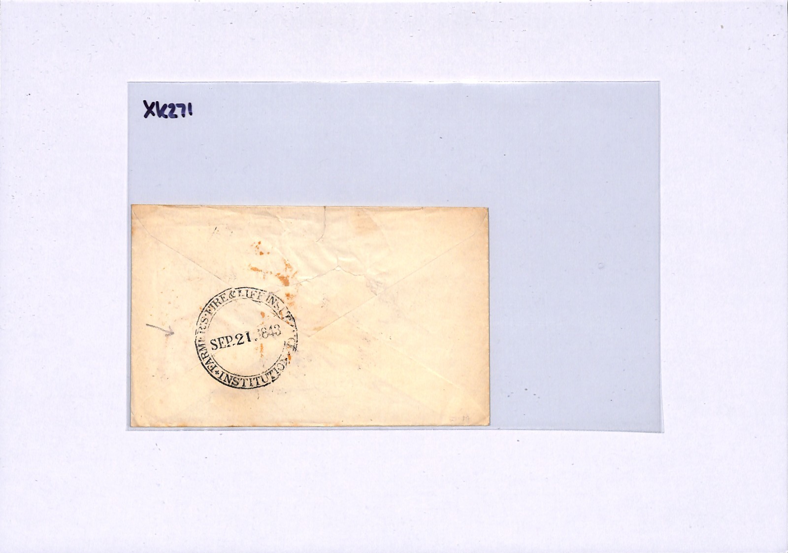 GB QV Cover *FARMERS FIRE & LIFE INSURANCE* Private Datestamp 1843 London XK271 - Image 9