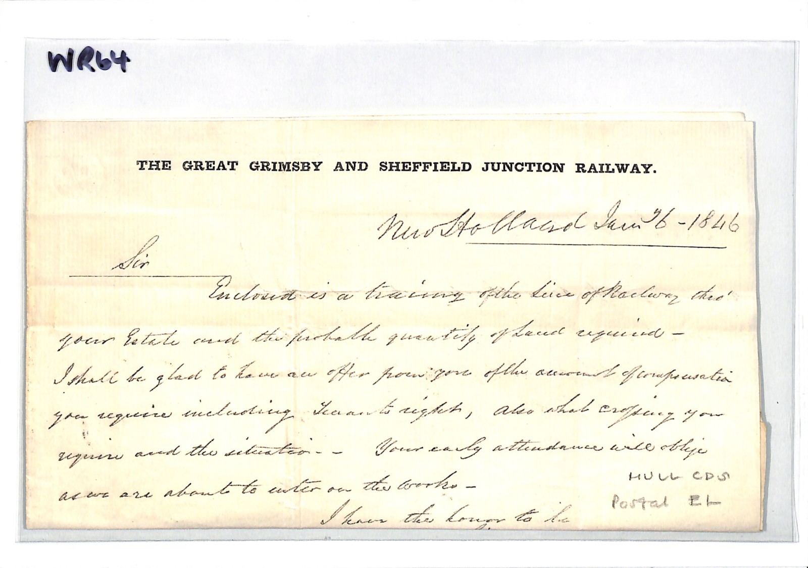 GB QV Cover *GREAT GRIMSBY & SHEFFIELD JUNCTION RAILWAY* 1846 EL Hull CDS WR64 - Image 6