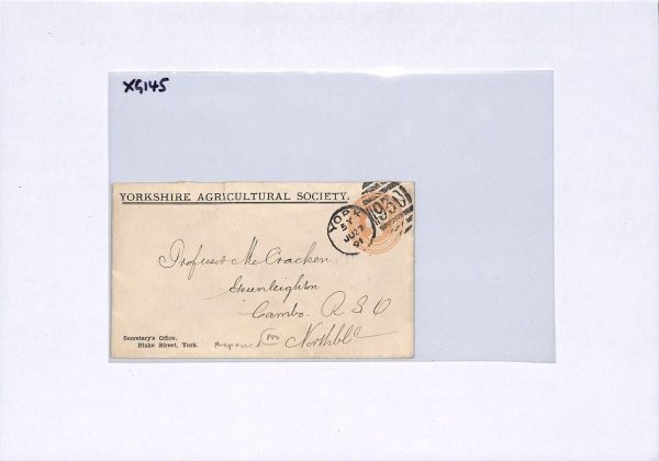 GB QV Cover *YORKSHIRE AGRICULTURAL SOCIETY* 1d Pink Stationery 1891 York XG145 - Image 6