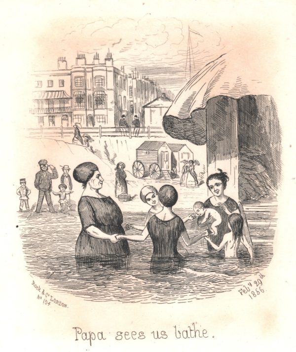 GB QV ILLUSTRATED LETTER-SHEET (1856) Sea *BATHING* CARICATURE Unused Cover XG176