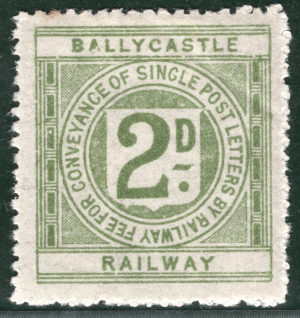 GB QV Ireland BALLYCASTLE RAILWAY Letter Stamp 2d (Die 2) 1897 Mint LIME105