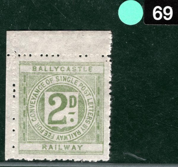 GB QV Ireland BALLYCASTLE RAILWAY Letter Stamp 2d (Die 2) 1897 Mint MNG LIME69 - Image 4