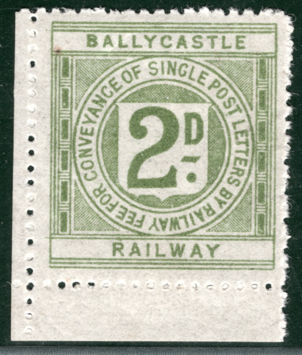 GB QV Ireland BALLYCASTLE RAILWAY Letter Stamp 2d (Die II) 1897 Mint MNH LIME68