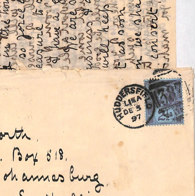 GB QV JUBILEE 1897 Cover SOUTH AFRICA *MINING* Jo'burg Huddersfield Letter WN343 - Image 2
