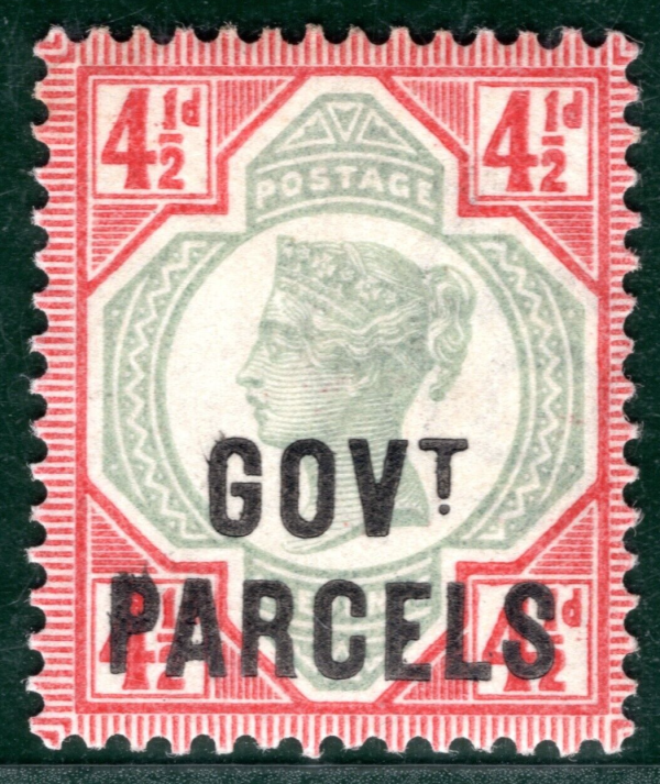 GB QV OFFICIAL SG.O71  4½d Green & Carmine *GOVT PARCELS* Mint Cat £250 PRED11