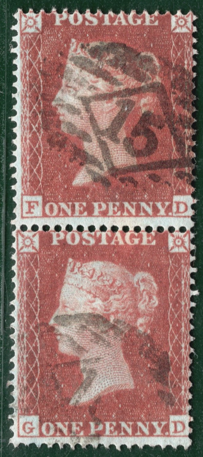 GB QV Penny Red SG.17 1d *Plate 204* (FD-GD) RARE PAIR Spec C1 Cat £500+ RBR62