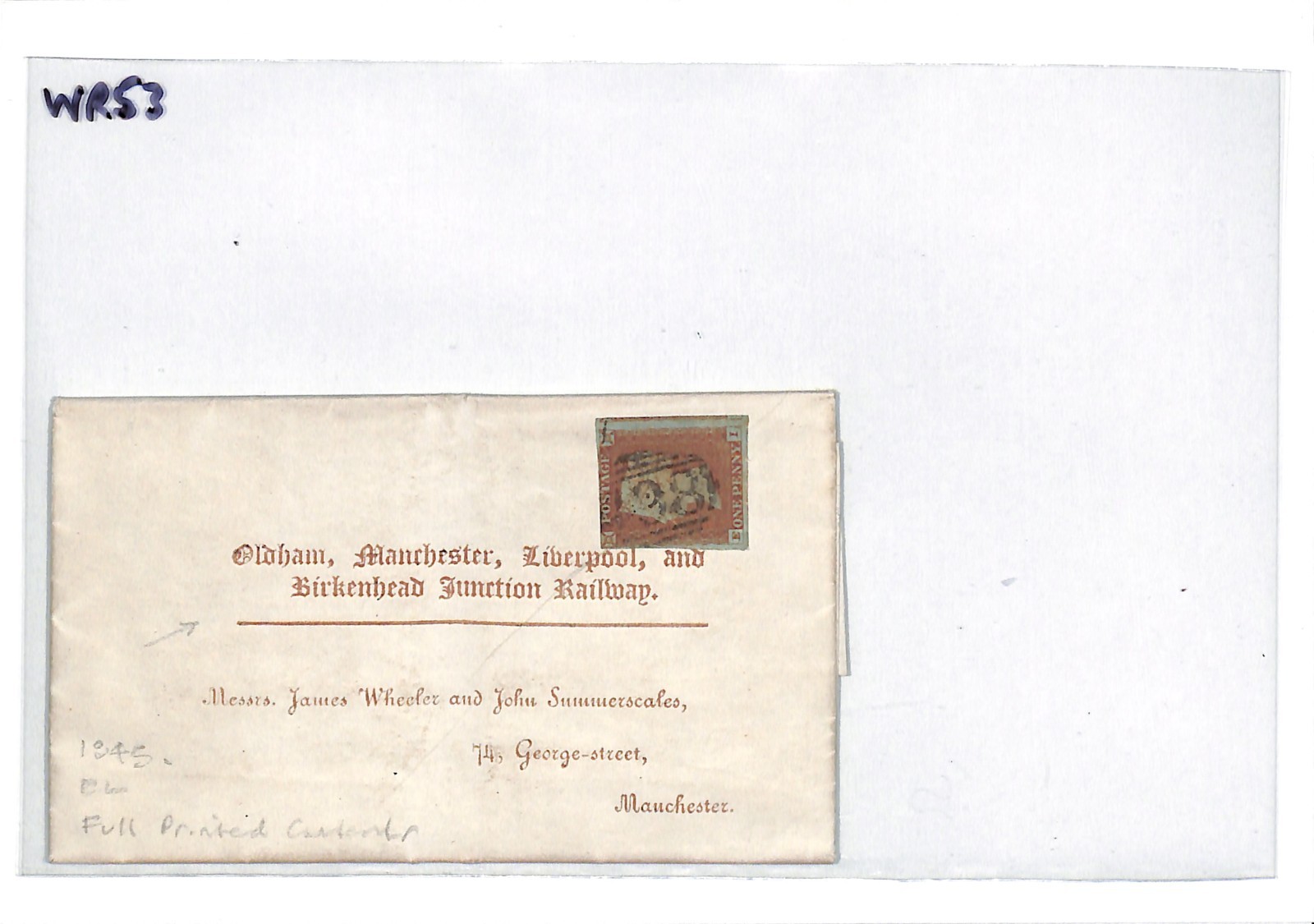 GB QV *RAILWAY BOOM* ERA Cover OMLBJR Red Printed EL 1845 MANCHESTER L'POOL WR53 - Image 3