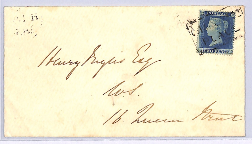 GB QV SCOTS LOCAL Cancel 2d BLUE SG.19 Cover CHARLOTTE PLACE Edinburgh 1854 XB7 - Image 3