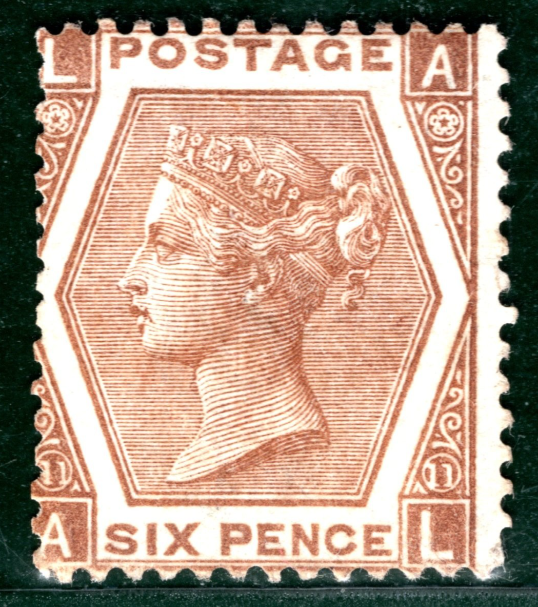 GB QV Stamp SG.122 6d Deep Chestnut Plate 11 (AL) (1872) Mint MM Cat £750 HPR91