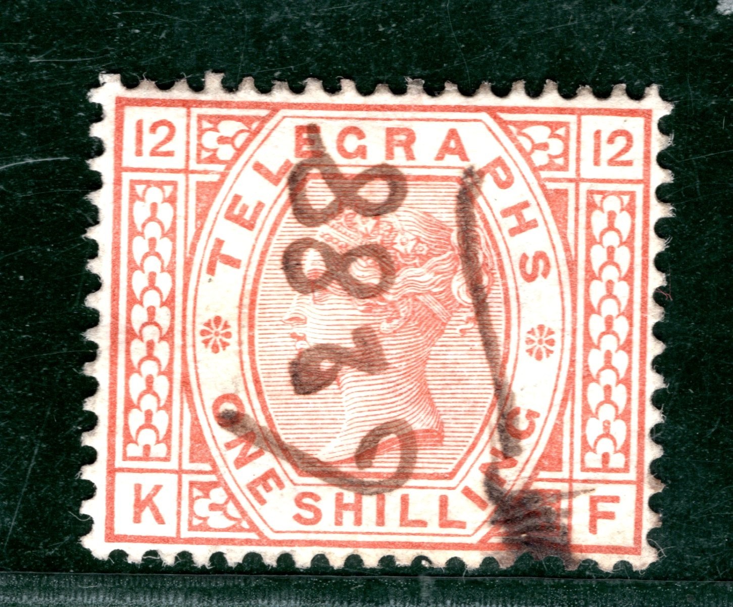 GB QV TELEGRAPH SG.T10 1s Orange-Brn *Plate 12* (CROWN) Pen Cancel c£300 REDS33 - Image 5