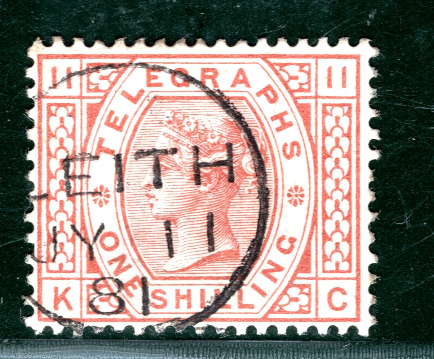 GB QV TELEGRAPH SG.T10 1s Orange-Brown Plate 11 (KC) Used 1881 CDS c£200+ REDS18 - Image 5
