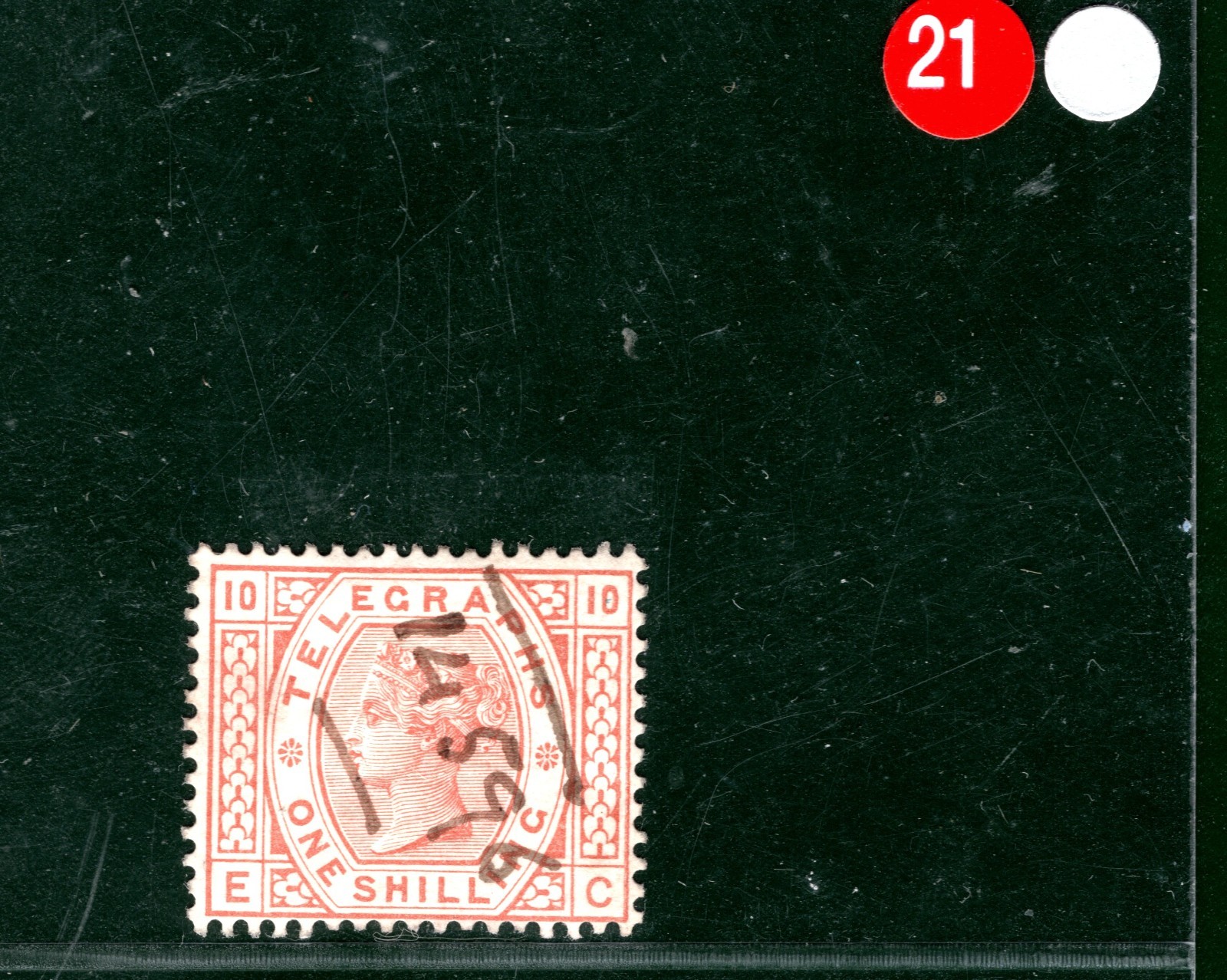 GB QV TELEGRAPH SG.T9 1s Orange-Brown Plate 10 (EC) Pen Cancel Used c£150 REDS21 - Image 4