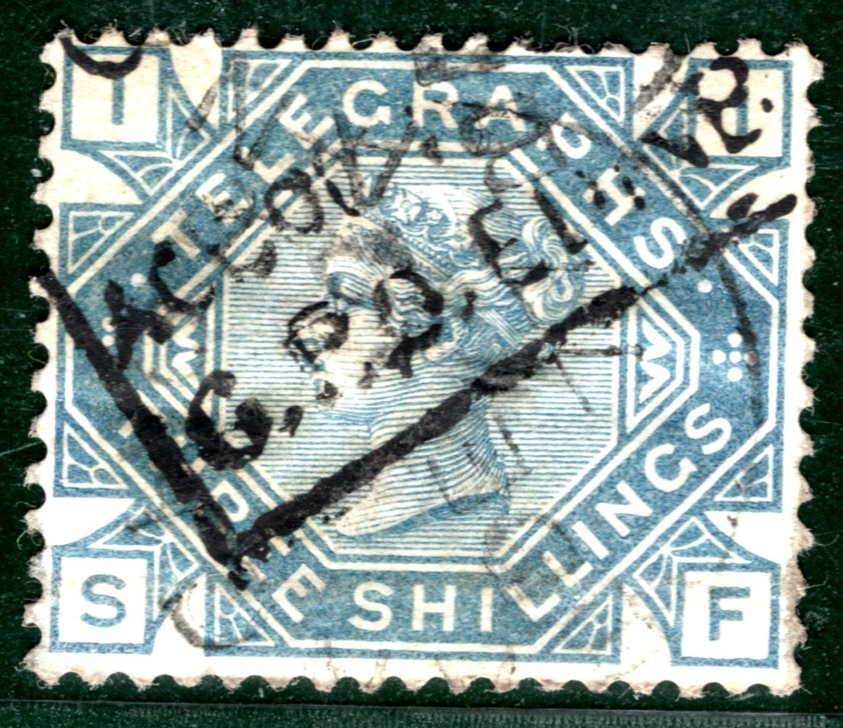 GB QV TELEGRAPH Stamp SG.T11 3s (SF) Used *GPO EDINBURGH* Framed Cancel REDS48