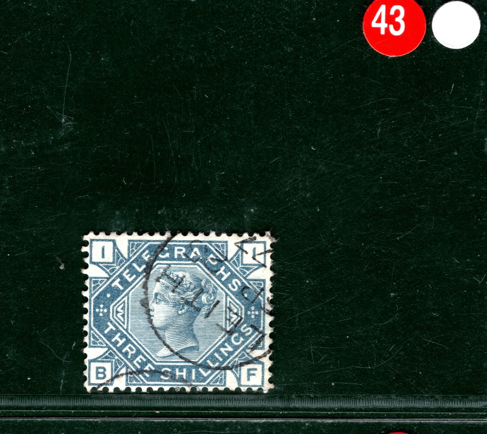 GB QV TELEGRAPH Stamp SG.T11 3s Slate-Blue (BF) Leith 1877 CDS Cat £80+ REDS43 - Image 4