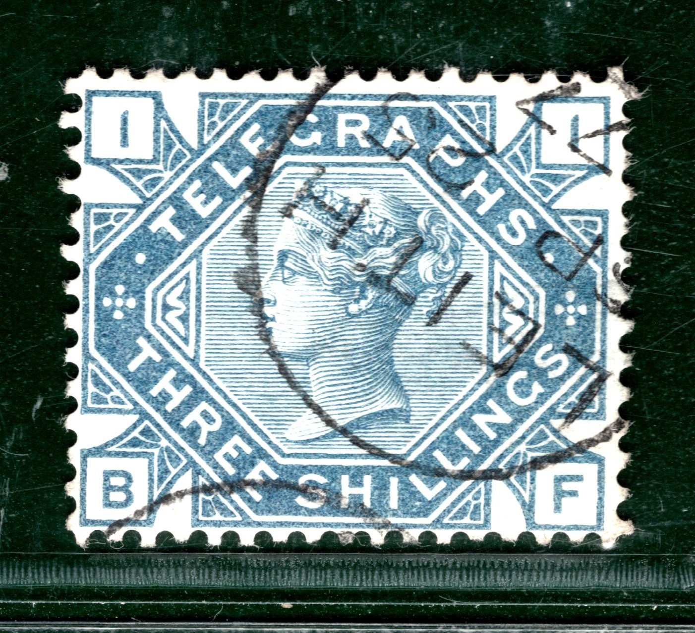 GB QV TELEGRAPH Stamp SG.T11 3s Slate-Blue (BF) Leith 1877 CDS Cat £80+ REDS43 - Image 5