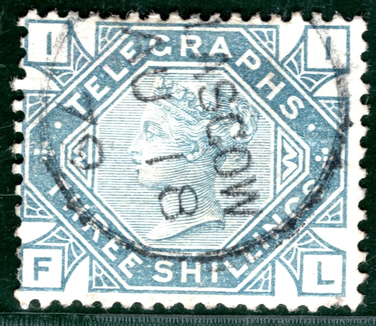 GB QV TELEGRAPH Stamp SG.T11 3s Slate-Blue (FL) Glasgow 1879 CDS Cat £80+ REDS42