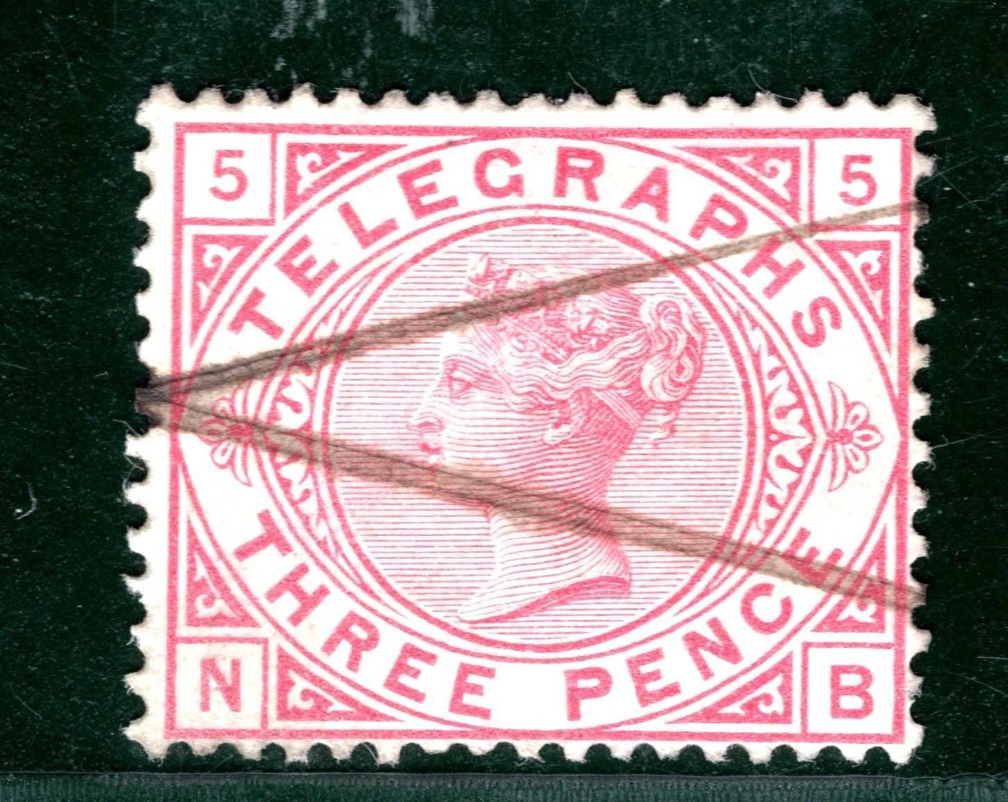 GB QV TELEGRAPH Stamp SG.T4 3d *Plate 5* (NB) CROWN Used Pen Cancel c£250 REDS77 - Image 5