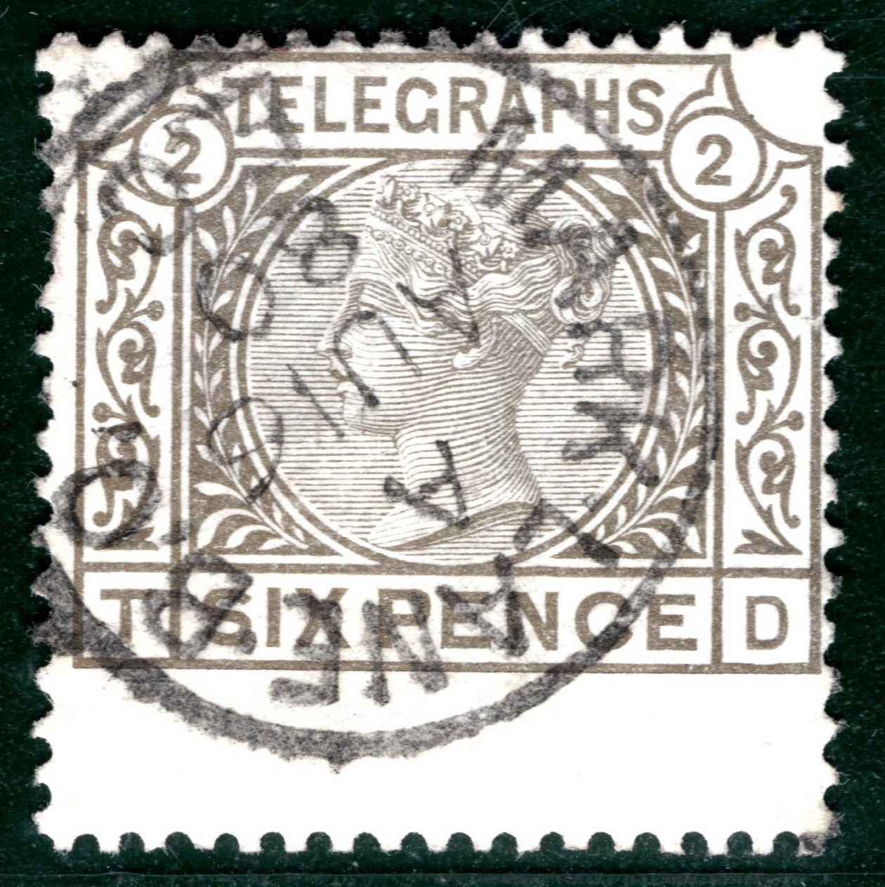 GB QV TELEGRAPH Stamp SG.T6 6d *Plate 2* (TD) Used 1880 CDS Cat £160+ REDS56