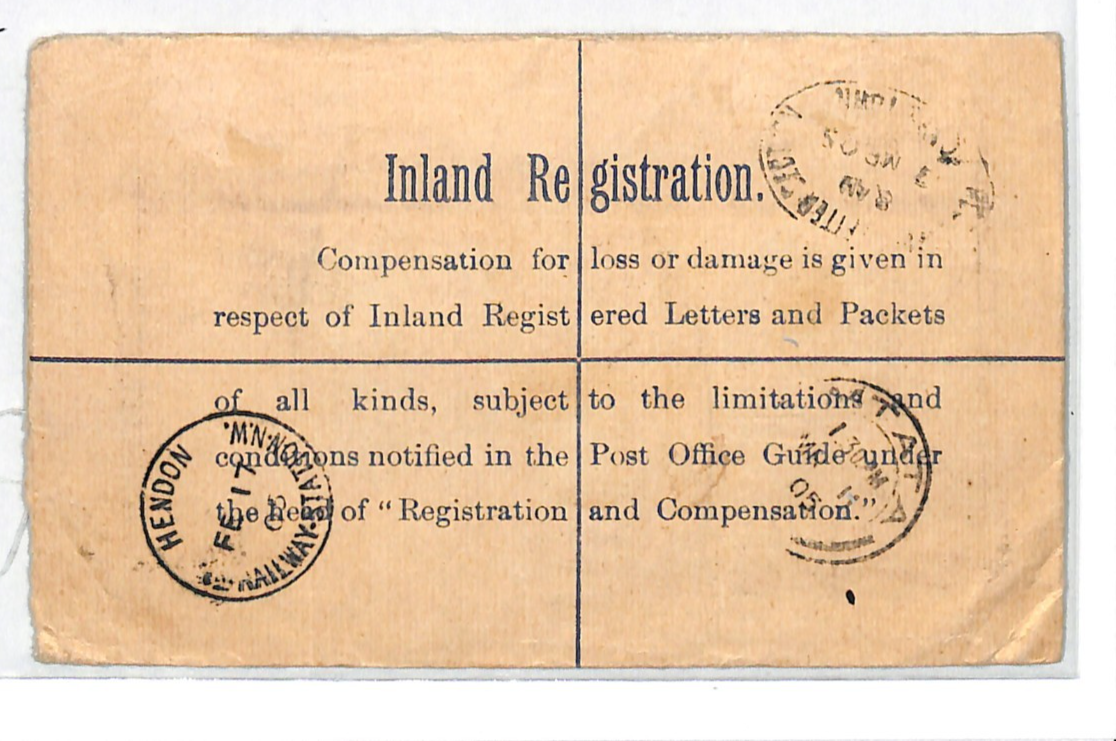 GB RAILWAY Cover *HENDON STATION* CDS Registered South Africa Umtata 1905 WR44 - Image 4