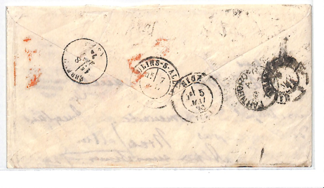 GB RAILWAY QV 3d Cover *FARNBOROUGH STATION* Hants 1874 France Destination WR18 - Image 4