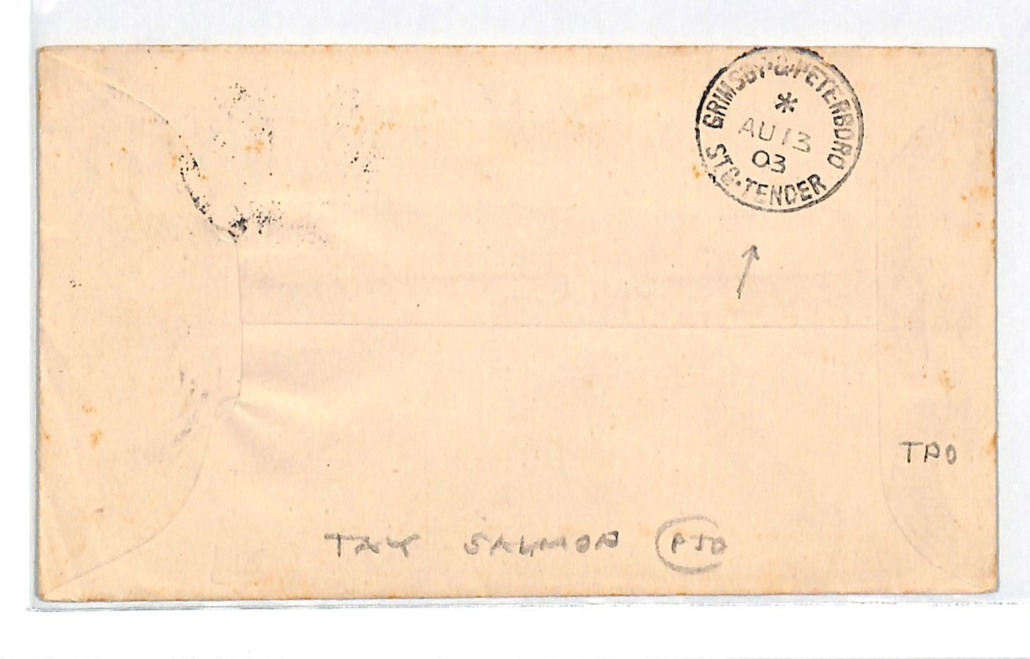 GB RAILWAY Scots *TAY SALMON FISHERIES* Cover GRIMSBY & PETERBORO TPO 1903 WR106 - Image 3