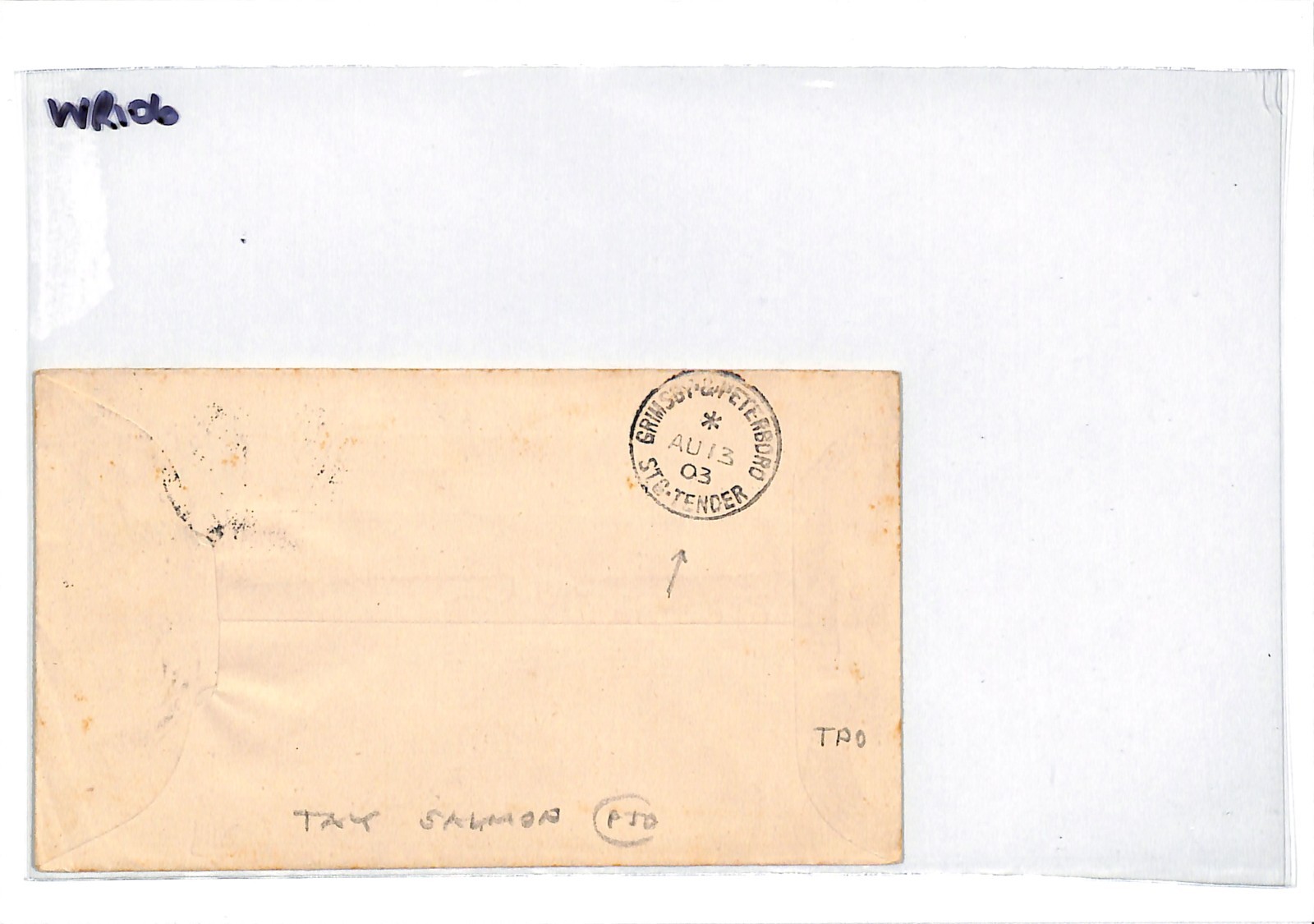 GB RAILWAY Scots *TAY SALMON FISHERIES* Cover GRIMSBY & PETERBORO TPO 1903 WR106 - Image 6