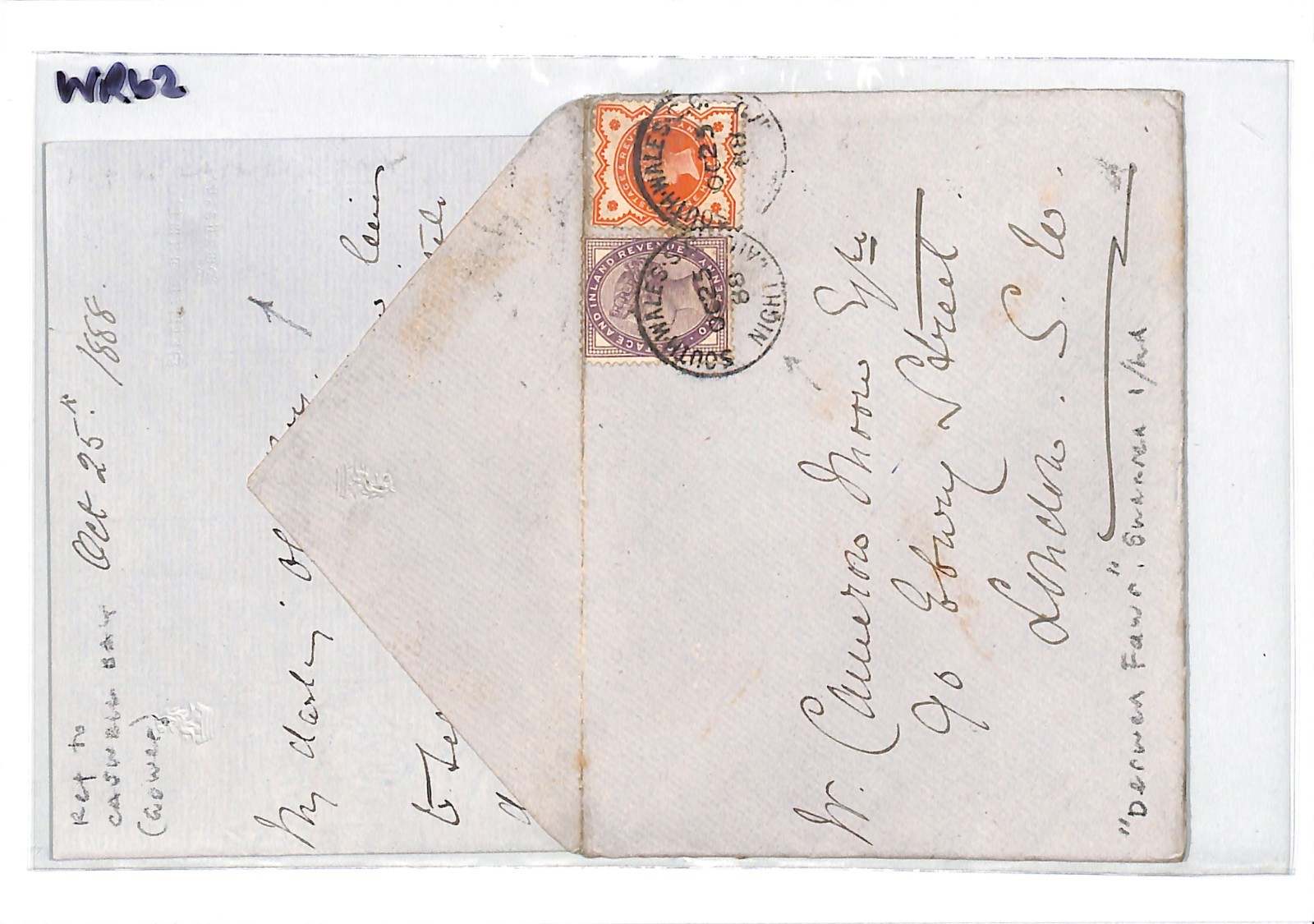 GB RAILWAY TPO Cover *SOUTH WALES SC/NIGHT MAIL* Derwen Fawr 1888 Letter WR62 - Image 8