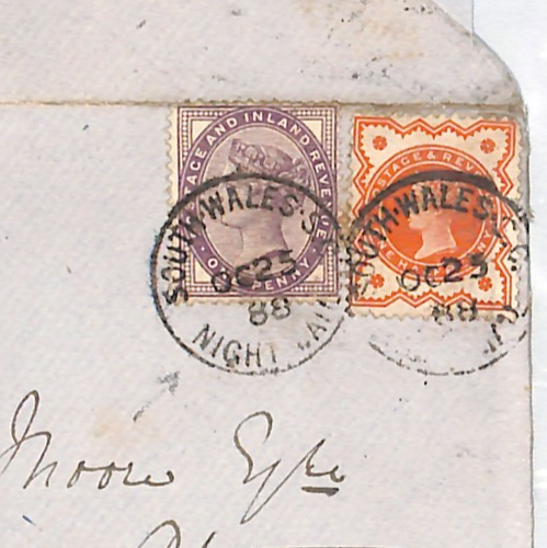 GB RAILWAY TPO Cover *SOUTH WALES SC/NIGHT MAIL* Derwen Fawr 1888 Letter WR62