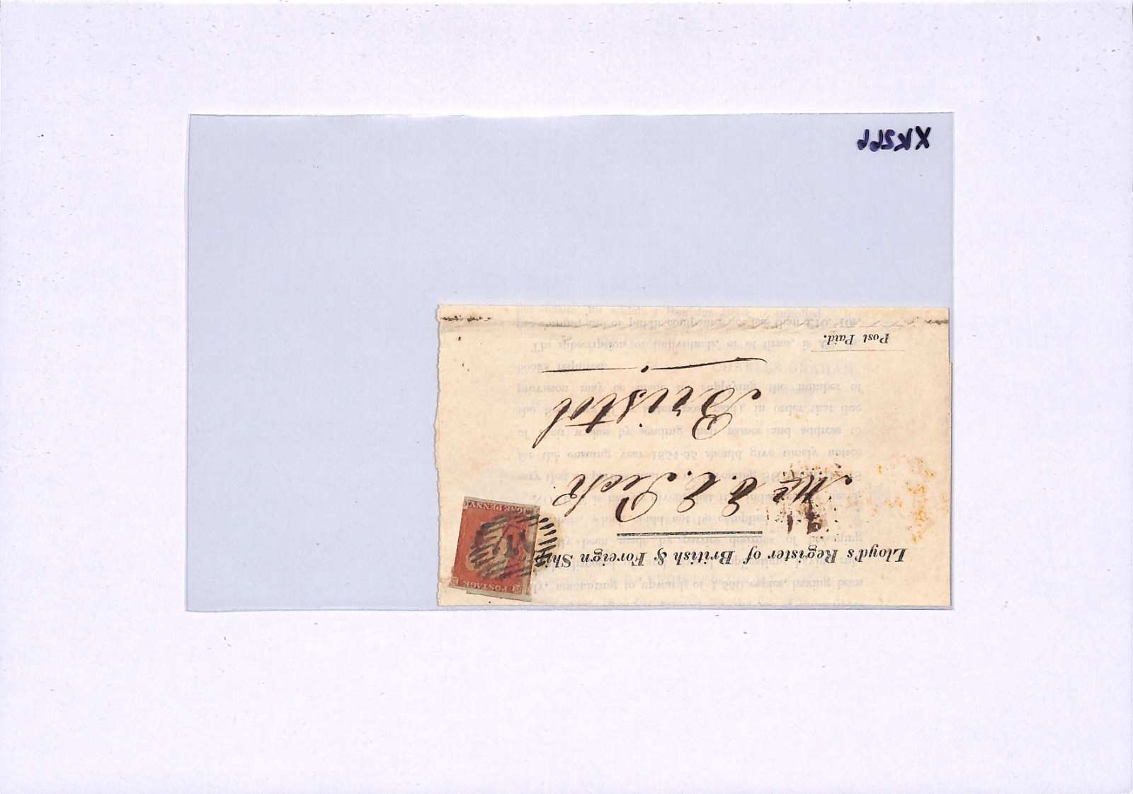 GB RAILWAY Transit Cover YELLOW *BRISTOL* STATION 1853 CDS Lloyd's 1d Red XK266 - Image 6