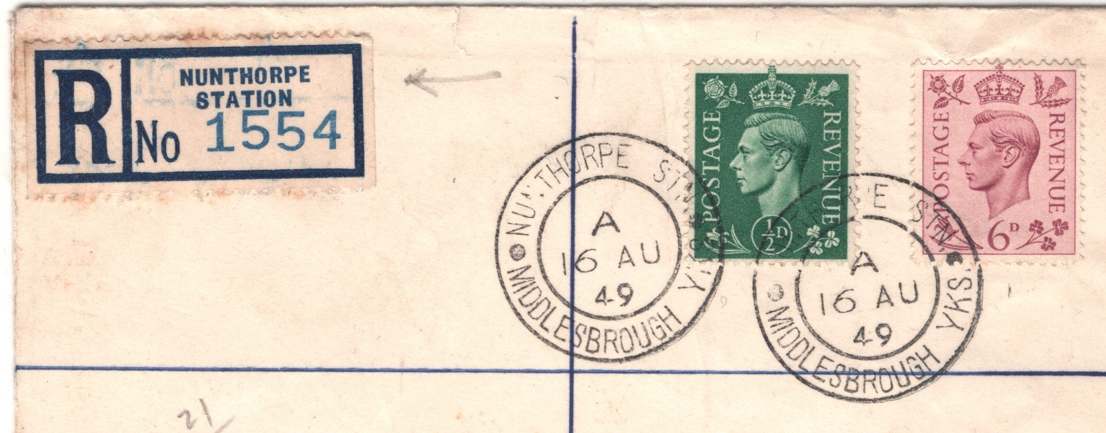 GB RAILWAY Yorks Cover *NUNTHORPE STATION* Registered 1949 Middlesboro XG263 - Image 7