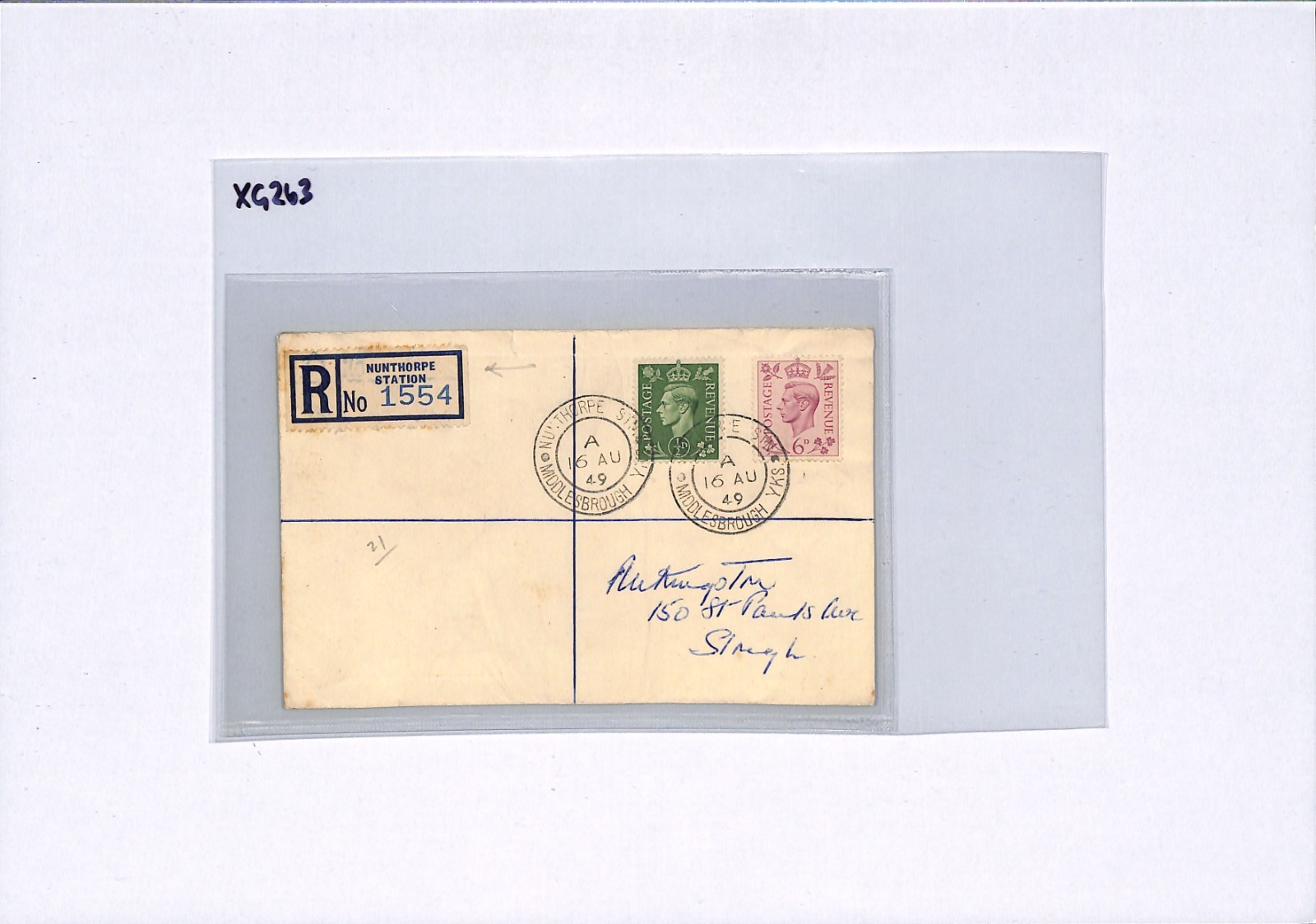 GB RAILWAY Yorks Cover *NUNTHORPE STATION* Registered 1949 Middlesboro XG263 - Image 8