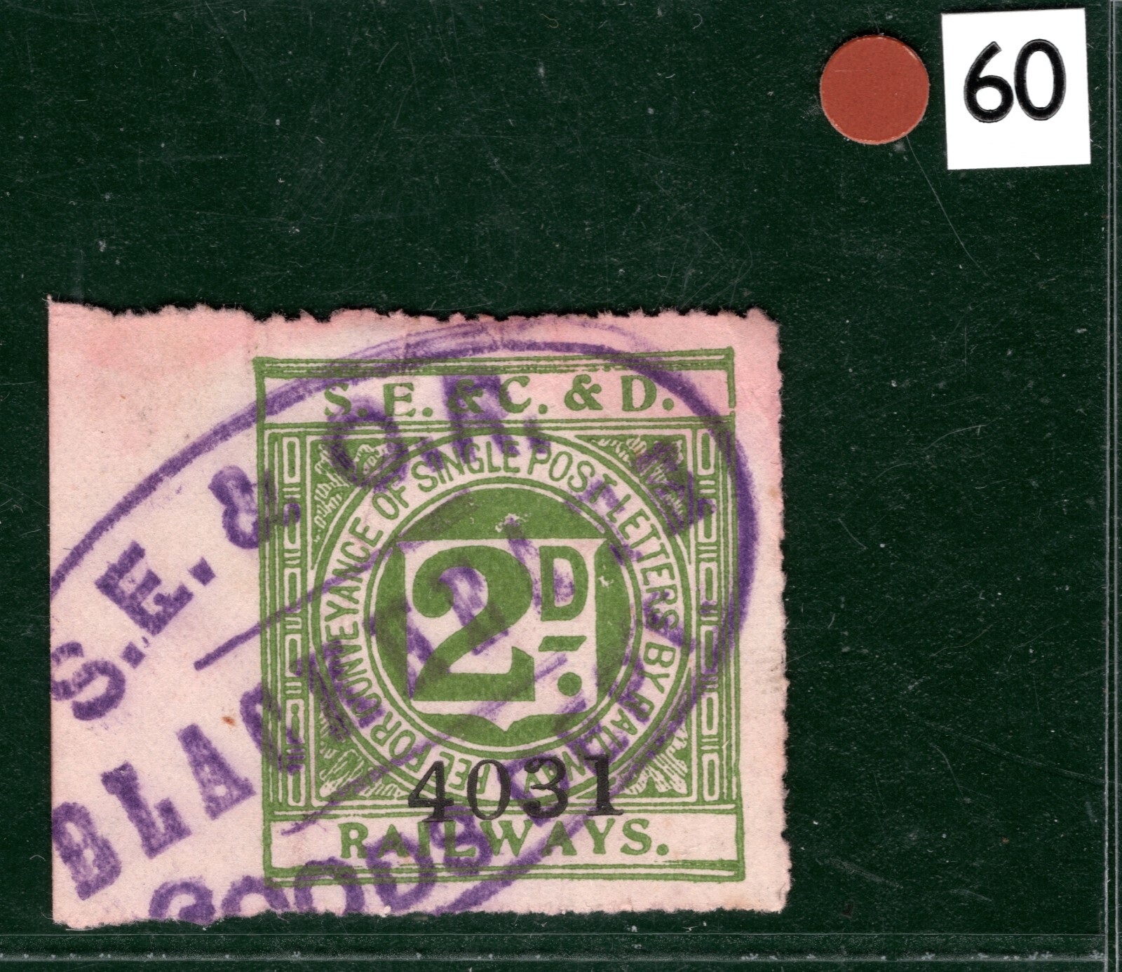 GB SECDR RAILWAY Letter Stamp 2d Used Superb *BLACKHEATH* STATION Oval BRW60 - Image 4