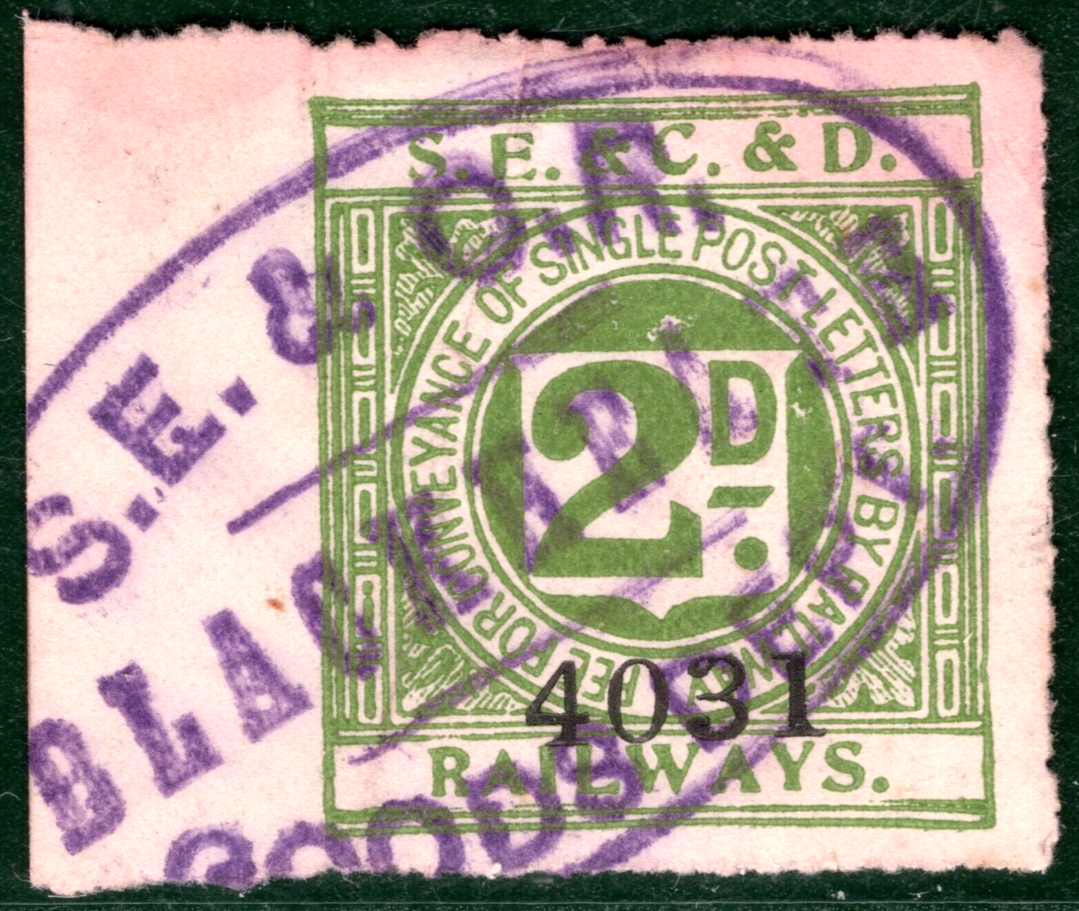 GB SECDR RAILWAY Letter Stamp 2d Used Superb *BLACKHEATH* STATION Oval BRW60