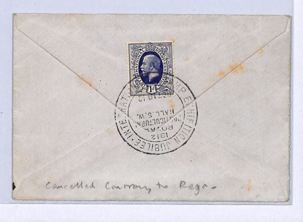 GB STAMP EXHIBTION JUBILEE 1912 Cover CANCELLED CONTARY TO REGULATIONS WA77 - Image 3