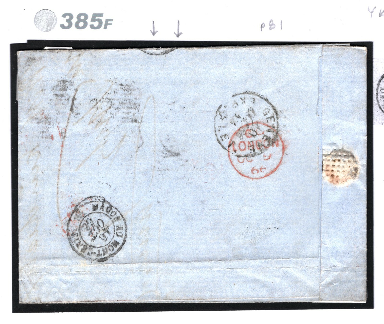 GB SWISS MAIL Cover 1866 France Railway Rare *WAGON AO MONT CENIS* Transit 385f - Image 10